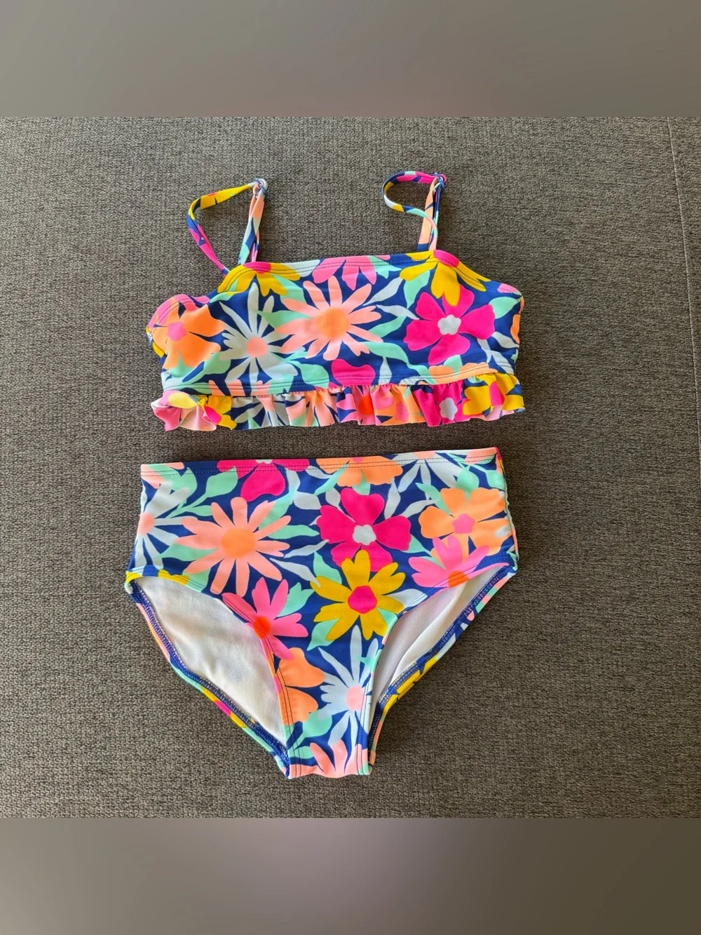 Cat & Jack Floral Swim Set 2PC Top Button Multicolor Girls M/8